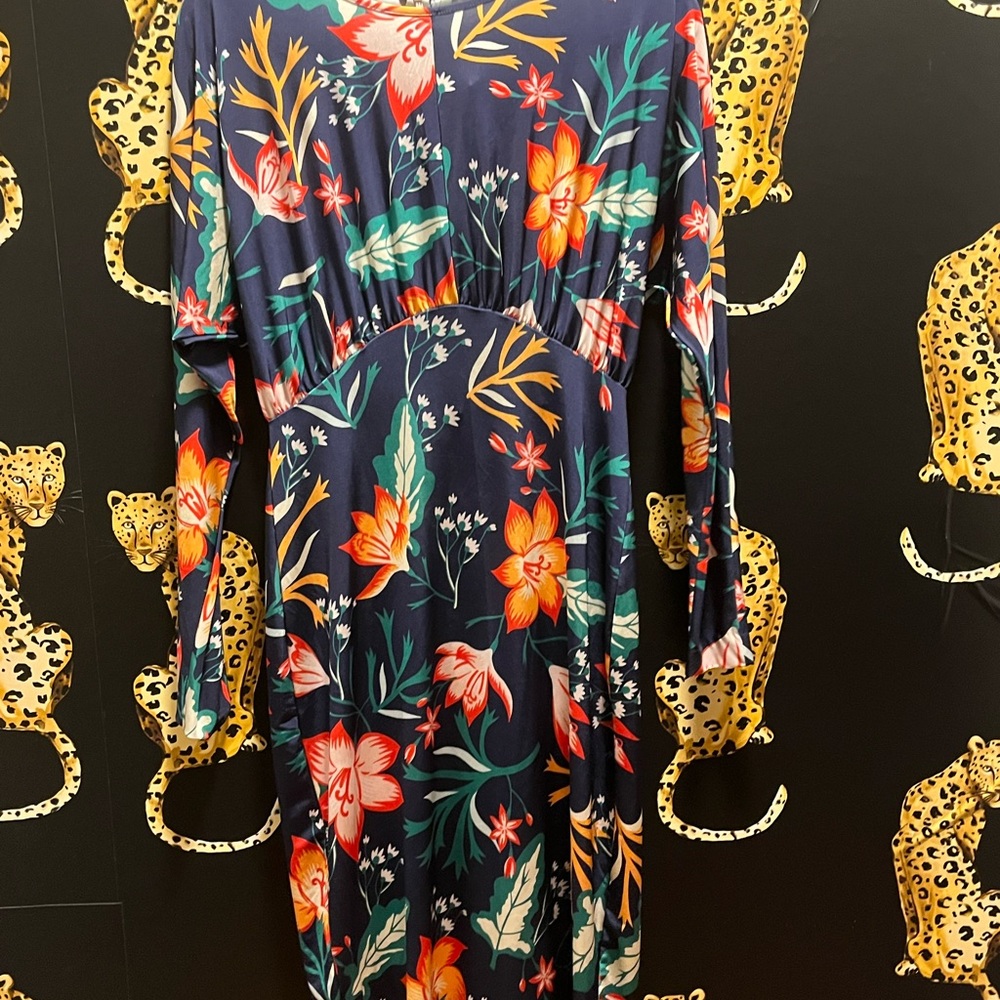 Zara Floral Dress - Navy and Multicolor